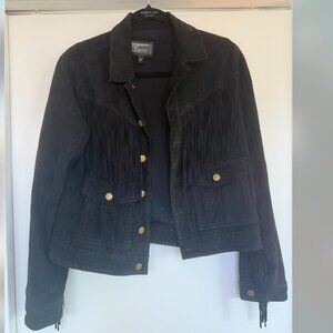 CURRENT/ELLIOTT The On Fringe Black Leather/Suede Jacket  Size 3 (Medium/Large)